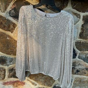 Flat White Sequin Top from Anthropologie